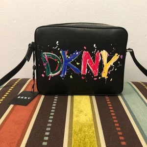DKNY Tilly Paint Splatter Logo Camera Crossbody - Picture 1 of 7