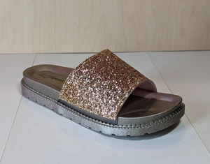 Forever Women Stylish Summer Glitter Platform Slides - Gold - Size 7 - Picture 1 of 3