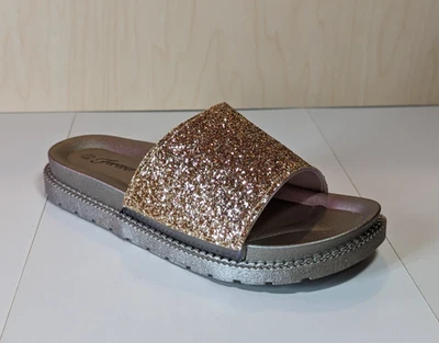 Forever Women Elegante Verano Brillo Plataforma Toboganes - Dorado - Talla 6.5 Foto 1 de 3