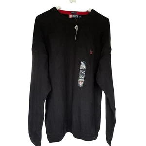 VTG CHAPS Ralph Lauren Sweater 100% Cotton Black Crew Neck Men XL Preppy NWT - Picture 1 of 10