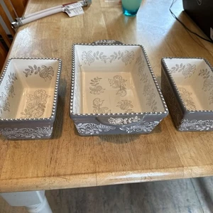 Baum Bros Set di stoviglie da forno a tavola 3 pezzi in grigio e bianco - Foto 1 di 4