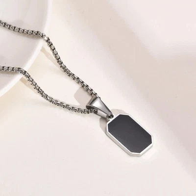 Collar Colgante Etiqueta de Perro Acero Inoxidable Caja Cadena Estilo Militar Joyería Hombres Foto 1 de 4
