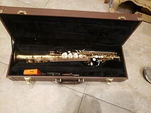 Brass E.M. Winston Suprano Saxaphone 368GL Velvet Hard Case Mother of Pearl keys - Picture 1 of 7