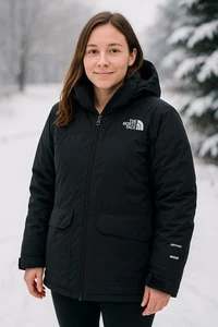 Parka The North Face Teen Girls XL nero 600 imbottitura DryVent impermeabile con cappuccio - Foto 1 di 19
