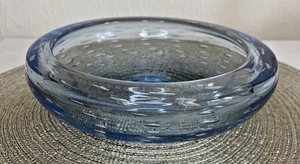 Whitefriars Glass Bowl – Blue Rim Controlled Bubble 20cm Heavy 1.5kg Vintage - Picture 1 of 10