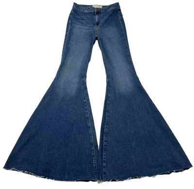 Jeans Free People Feminino 25R Azul Cintura Alta Super Flare Bell Bottom Hippie Retrô - Imagem 1 de 4
