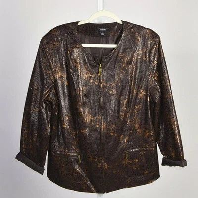 Elementz Vintage Faux Leather Snake Skin Front Zip Jacket Coat Size XL - Image 1 of 2