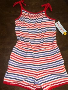 Cat & Jack Multi Stripe Girls One Piece Short Romper Sz 6X Brand New w Tags! - Picture 1 of 12