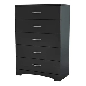 South Shore Step One 5-Drawer Pure Black Chest of Drawers - Picture 1 of 10