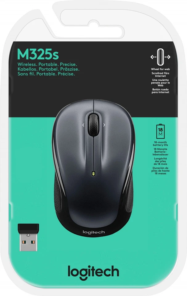 Logitech Maus M325s optisch Wireless 3 Tasten 1000 dpi dark silver 910-006812 - Bild 1 von 1