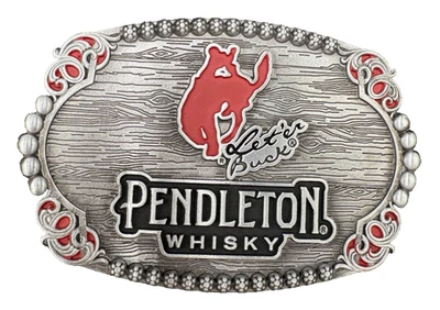 Pendleton Whisky Cinturón Hebilla Limitada Montana Silversmiths "Let'er Buck" 2023 NUEVO Foto 1 de 4