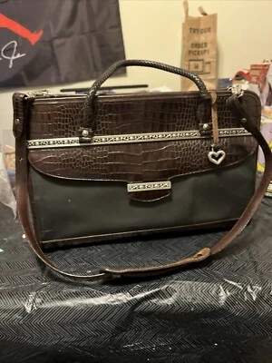 Bolso Maletín para Laptop Brighton for Business Negro Marrón Cuero de Cocodrilo Borde  Foto 1 de 4