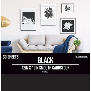 Colorbök Smooth Black Cardstock, 12in x 12in, 121 lbs./ 180 Gsm, 30 Sheets - Picture 1 of 3