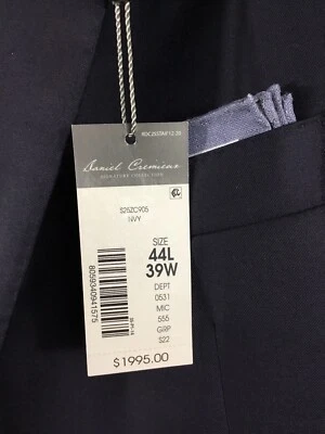 Daniel Cremieux Mens 44L Loro Piana Wool Silk Navy Suit Made in Italy New! $1995 - Image 1 of 4