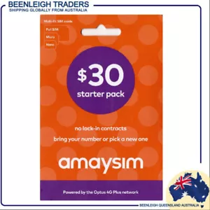 AMAYSIM $30 STARTER PACK Unlimited or Pay As You Go Plan, No Contracts New - Picture 1 of 5