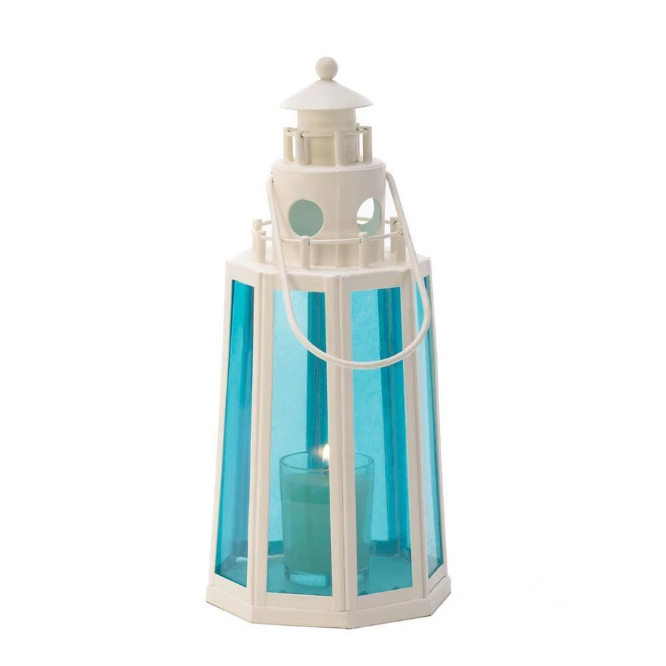 Home Locomotion Ocean Blue Lighthouse Candle Lantern
