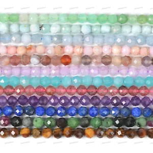 3.7mm to 4.7mm Faceted Gemstone Round Loose Beads DIY Jewelry Making Strand 15" - Picture 1 of 435