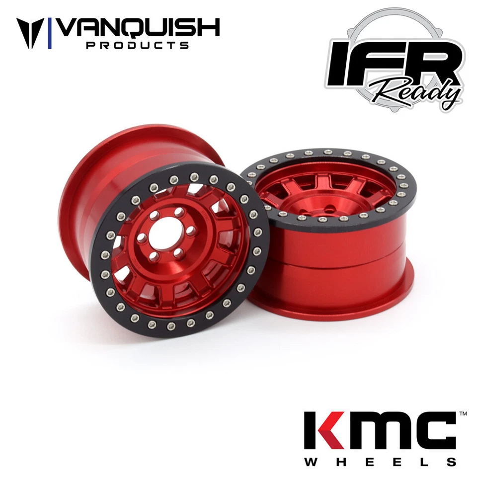 Vanquish VPS08704 2.2 Aluminum KMC KM236 Tank Red Beadlock Wheels (2) - Image 1 of 1