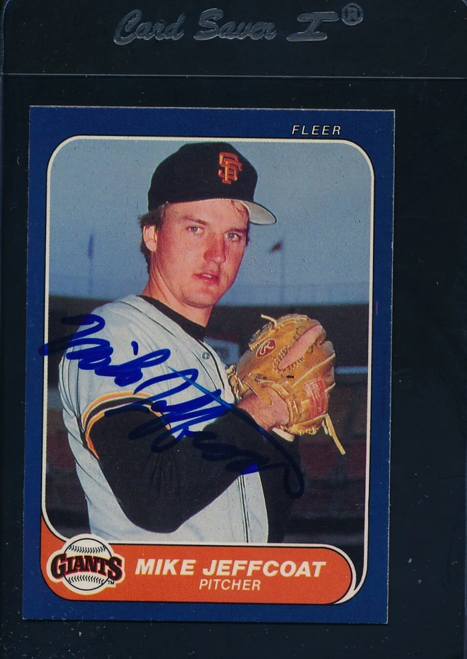 1986 Fleer #545 Mike Jeffcoat Giants Signed Auto *29551 - Image 1 of 1
