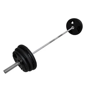 Total 136kg - 220cm Olympic Barbell Weight Set - Rubber Coated Weight Plate - Picture 1 of 6