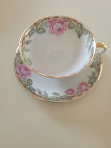 Plato de taza de café de té Hutschenreuther Selb vintage Baviera Alemania flor de rosa - Imagen 1 de 6