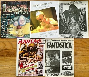 5 Vintage Horror Fanzines Zines FREAKY FILM MENTAL FUNERAL GUESTAR FANTASTICA + - Picture 1 of 13