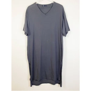 Design By Eagle Gray V-Neck Short Sleeve Shirt Dress Women's One Size - Picture 1 of 8