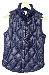 Chico's Elongated Quilted Vest OUTWEAR Navy Size 0 NWT - Picture 1 of 5