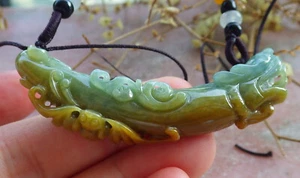 Video Certified Yellow Natural A Jade jadeite Pendant Dragon Bat 生意兴隆 618529 - Picture 1 of 11