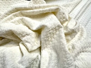 Stretch Double Jersey Fabric, Per Metre - Jacquard - Cream - Picture 1 of 3
