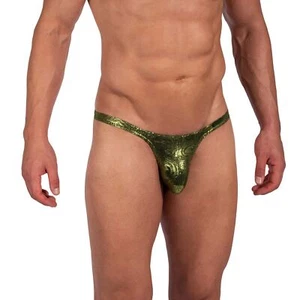 Manstore M2389 Tower String mens pouch underwear thong brief enhance shiny green - Picture 1 of 2