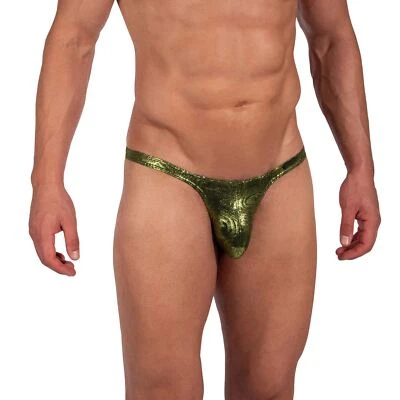 Manstore M2389 Tower String mens pouch underwear thong brief enhance shiny green - Image 1 of 2