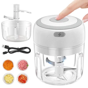 Electric Mini Garlic Chopper Masher Portable Food Processor Mincer Grinder AU - Picture 1 of 9