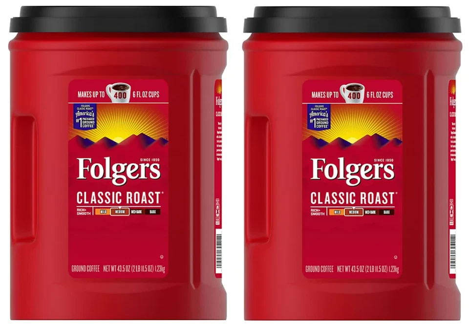 2 pack - Folgers Classic Roast Ground Coffee (43.5 oz.) - FREE shipping - Image 1 of 1