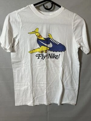 Youth Short Sleeve Shirt Kids "Fly Nike" Shoe SNEAKER Shaped Plane White L RARE - Image 1 of 4