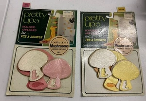 Vintage Pretty Ups 14 Bathtub Shower Appliques Yellow Pink Mushrooms NOS - Picture 1 of 7