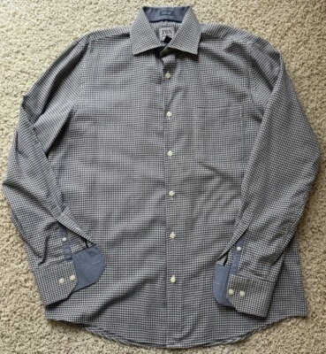 Camisa para hombre John W Nordstrom azul marino a cuadros mezcla de lana con botones talla M Foto 1 de 4