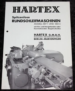 HARTEX Maschinenfabrik Berlin ,Rundschleifmaschine ,alter Prospekt - Bild 1 von 3