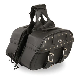 15" W MOTORCYCLE WATERPROOF SLANTED STUDDED SADDLEBAGS FOR SUZUKI - SSA22 - Picture 1 of 4