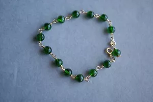 Natural Chrome Diopside Bracelet Deep Green Diopside Link Bracelet 7 inch 6.2mm - Picture 1 of 12