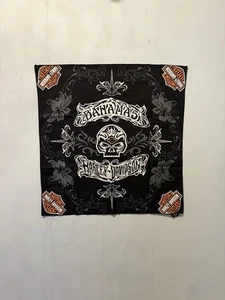 Harley Davidson Skull Tribal Bahamas Bandana Scarf Wrap Black Orange - Picture 1 of 4