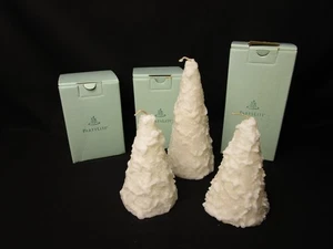 3 - Partylite Cone Pillar Candles (1) 3x7 and (2) 3x5 White Candy Cane - Retired - Picture 1 of 8
