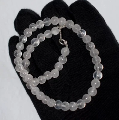 Naturale Quarzo Rosa Gemma Collana 925 Argento Sterling 28 " Stringa come Visto - Immagine 1 di 4