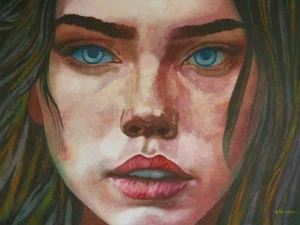 "Eyes Of No Age" Original Portrait Oil Painting on Canvas - Picture 1 of 6
