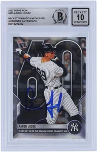 Aaron Judge New York Yankees Signed 2022 Topps Now 60th HR #929 Beckett 10 Card - Picture 1 of 3