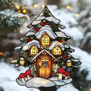 Weihnachtsbaum Acryl Sonnenfänger, gemütlicher Winter Fenster Hängedeko Geschenke - Bild 1 von 7