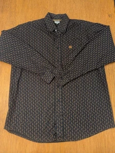 Camicia uomo manica lunga con bottoni Cinch taglia media nero oro paisley - Foto 1 di 16