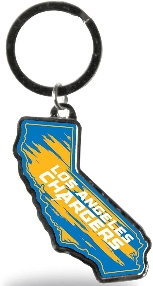 Los Angeles Chargers Premium Metal Keychain, State Shaped, Team Color - Image 1 of 1