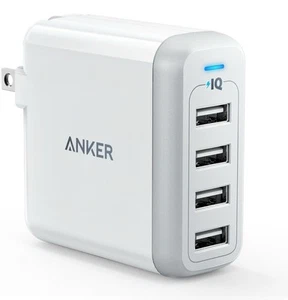 Anker 4-Port USB Wall Charger 40W Fast Charging Foldable Plug for iPhon/Galaxy - Photo 1 sur 4