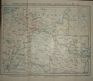 MAP/BATTLE PLAN ~ Jun/July 1815 NE FRANCE & S NETHERLANDS TROOP MOVEMENTS PARIS - Picture 1 of 1